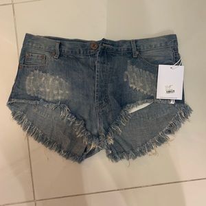 One Teaspoon - Blue Low Rise Jean Shorts NWT